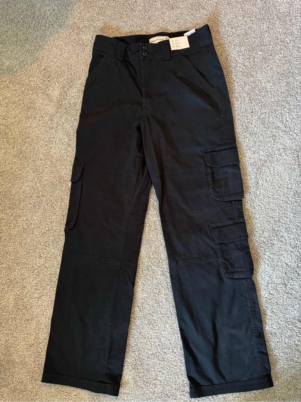Abercrombie & Fitch Black high rise relaxed Cargo Pants